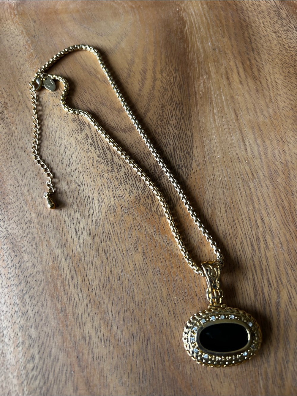 JC Gold Tone Convertible Black Gem Pendant Necklace - Picture 6 of 8
